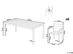 Gartenmöbel Set Stahl Schwarz 6-Sitzer Livo