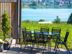 Gartenmöbel Set Stahl Schwarz 6-Sitzer Livo