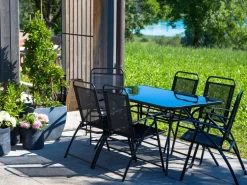 Gartenmöbel Set Stahl Schwarz 6-Sitzer Livo