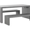 Gartenmöbel Set U-Form Beton Grau Tisch Mit 2 Banken Taranto