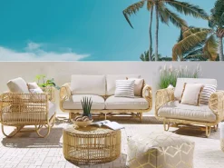 Gartenmöbelset Rattan Naturlich Mit Couchtisch Dolcedo / Limni