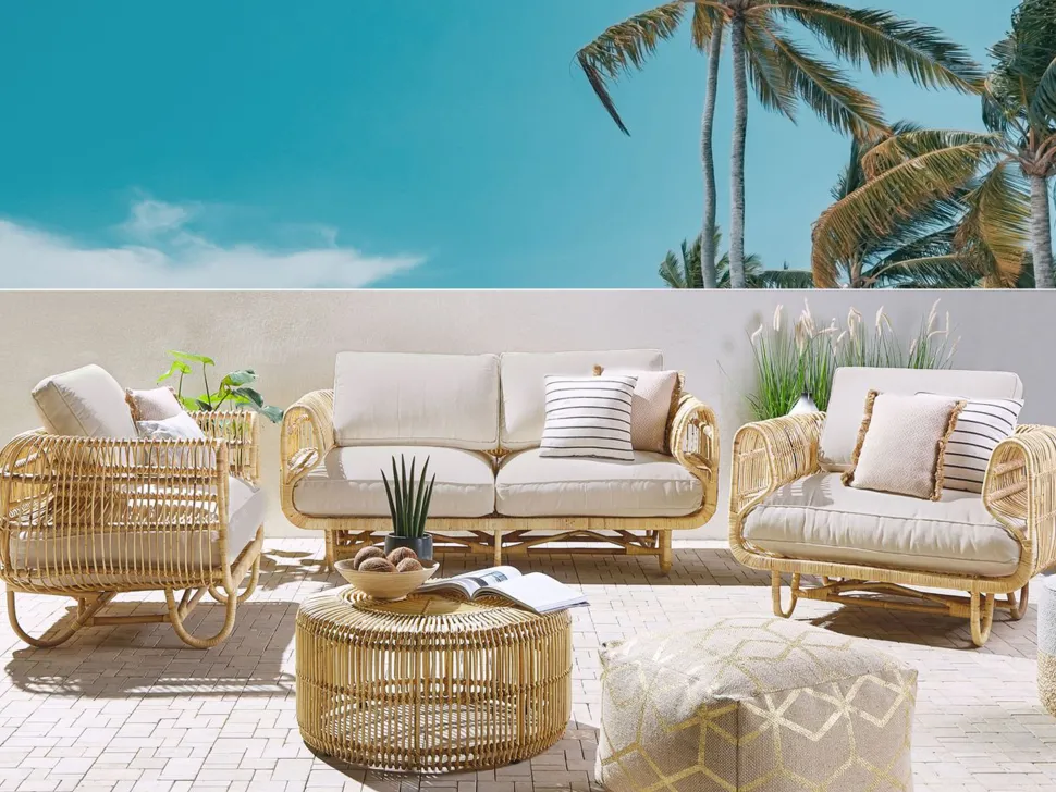 Gartenmöbelset Rattan Naturlich Mit Couchtisch Dolcedo / Limni