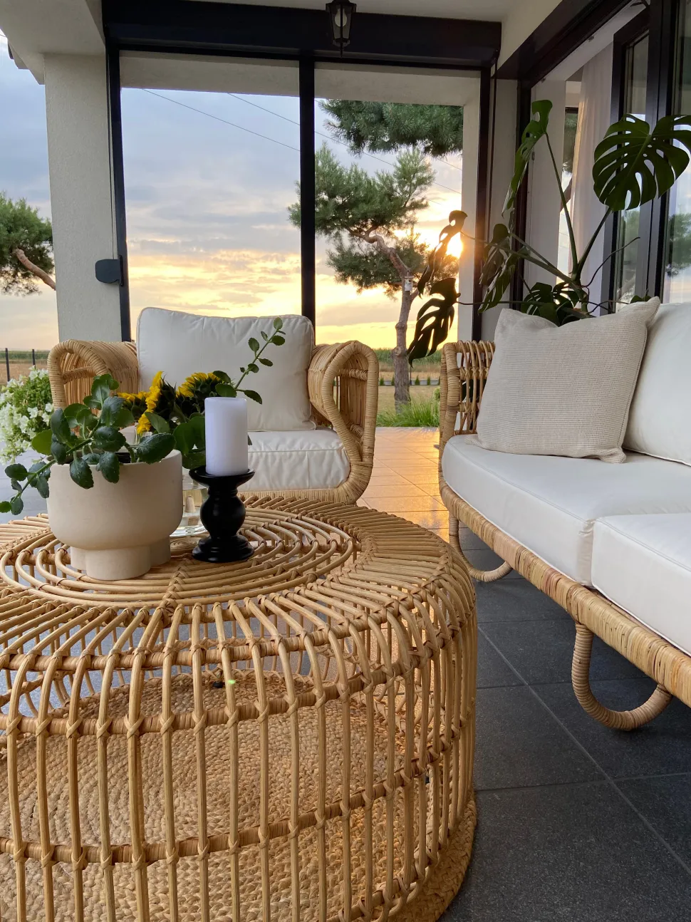 Gartenmöbelset Rattan Naturlich Mit Couchtisch Dolcedo / Limni