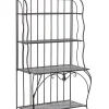 Gartenregal Schwarz Metall 4 Ablageflachen Klappbar Pavona