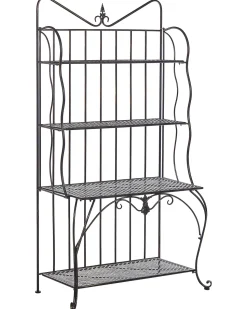 Gartenregal Schwarz Metall 4 Ablageflachen Klappbar Pavona