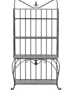 Gartenregal Schwarz Metall 4 Ablageflachen Klappbar Pavona