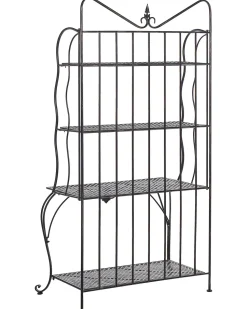 Gartenregal Schwarz Metall 4 Ablageflachen Klappbar Pavona