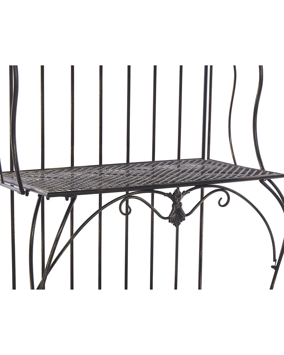 Gartenregal Schwarz Metall 4 Ablageflachen Klappbar Pavona