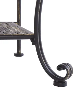Gartenregal Schwarz Metall 4 Ablageflachen Klappbar Pavona