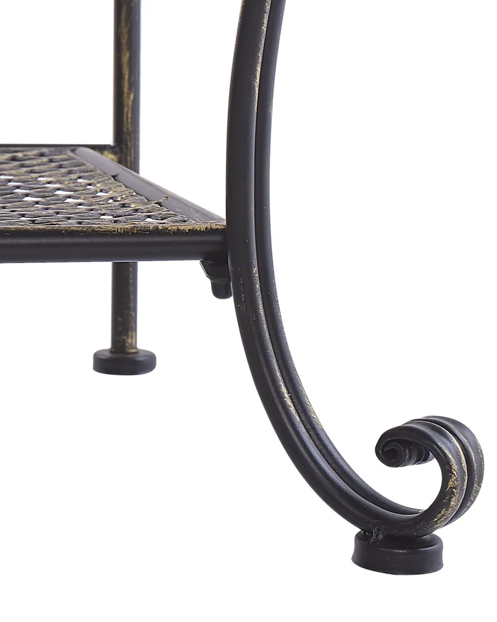 Gartenregal Schwarz Metall 4 Ablageflachen Klappbar Pavona