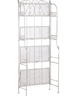Gartenregal Weis Metall 4 Ablageflachen Klappbar Padua