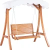 Gartenschaukel Larchenholz Dunkelbraun Sonnendach Beige Andria