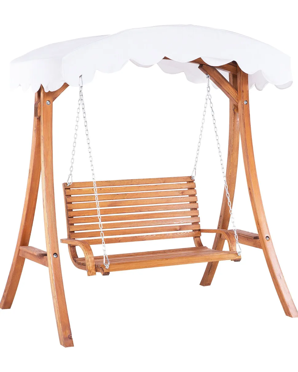 Gartenschaukel Larchenholz Dunkelbraun Sonnendach Beige Andria