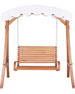 Gartenschaukel Larchenholz Dunkelbraun Sonnendach Beige Andria