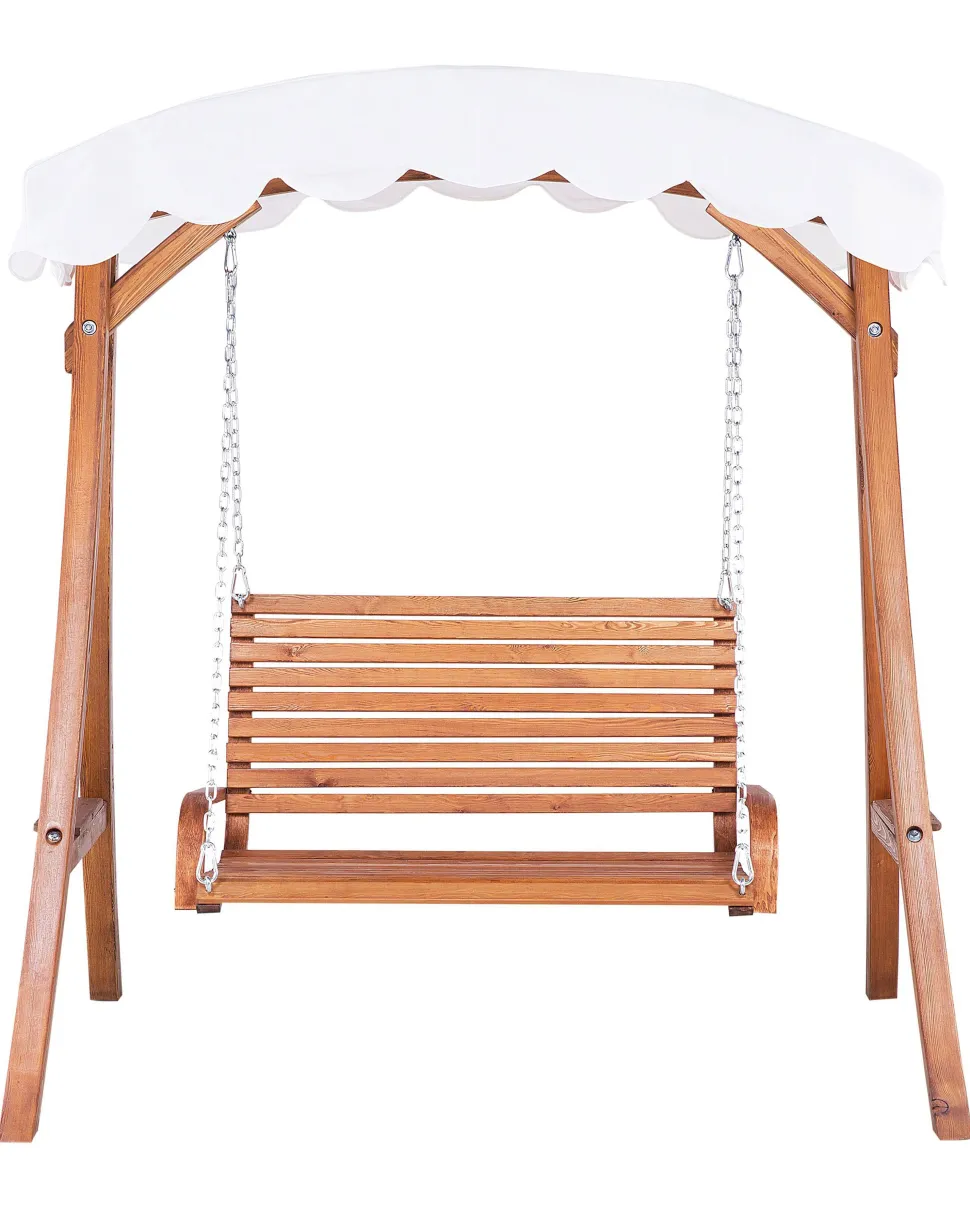 Gartenschaukel Larchenholz Dunkelbraun Sonnendach Beige Andria