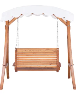 Gartenschaukel Larchenholz Dunkelbraun Sonnendach Beige Andria