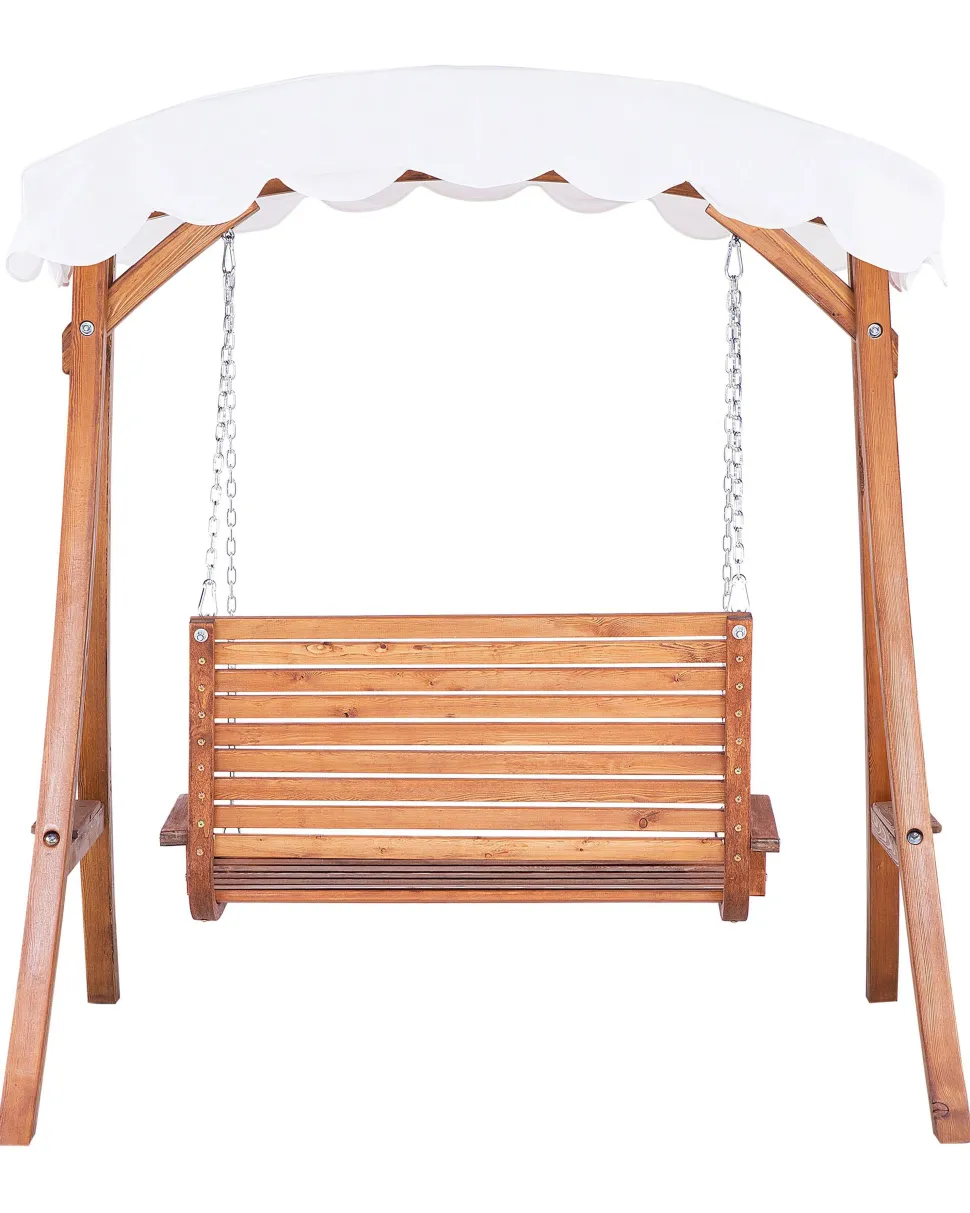 Gartenschaukel Larchenholz Dunkelbraun Sonnendach Beige Andria