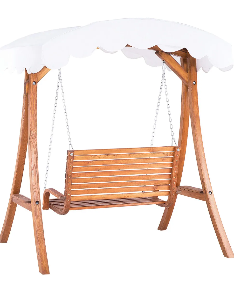 Gartenschaukel Larchenholz Dunkelbraun Sonnendach Beige Andria