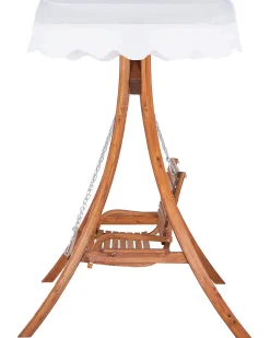 Gartenschaukel Larchenholz Dunkelbraun Sonnendach Beige Andria