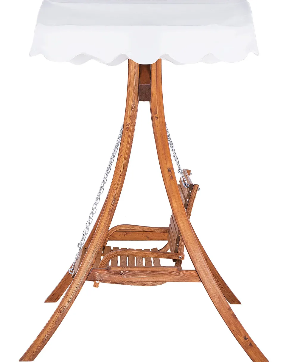 Gartenschaukel Larchenholz Dunkelbraun Sonnendach Beige Andria