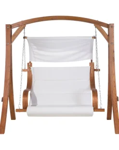 Gartenschaukel Larchenholz Dunkelbraun Sonnendach Beige Aprilia