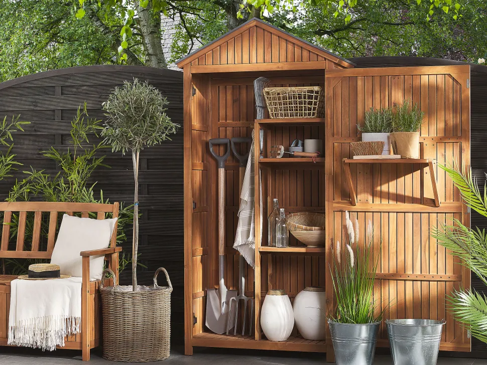 Gartenschrank Akazienholz Braun 200 X 100 Cm Savoca