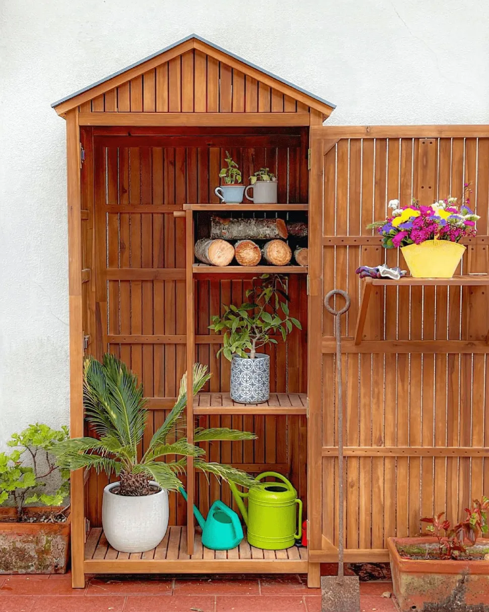 Gartenschrank Akazienholz Braun 200 X 100 Cm Savoca