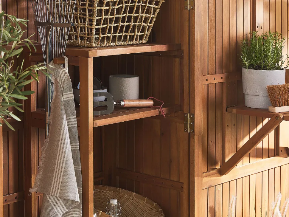 Gartenschrank Akazienholz Braun 200 X 100 Cm Savoca