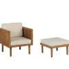 Gartensessel Akazienholz Hellbraun Auflagen Creme Mit Ottomane Baratti