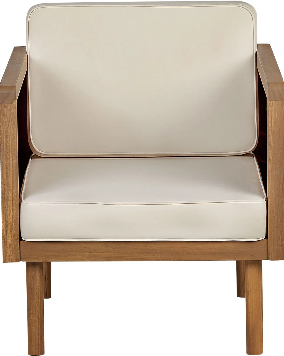 Gartensessel Akazienholz Hellbraun Auflagen Creme Mit Ottomane Baratti