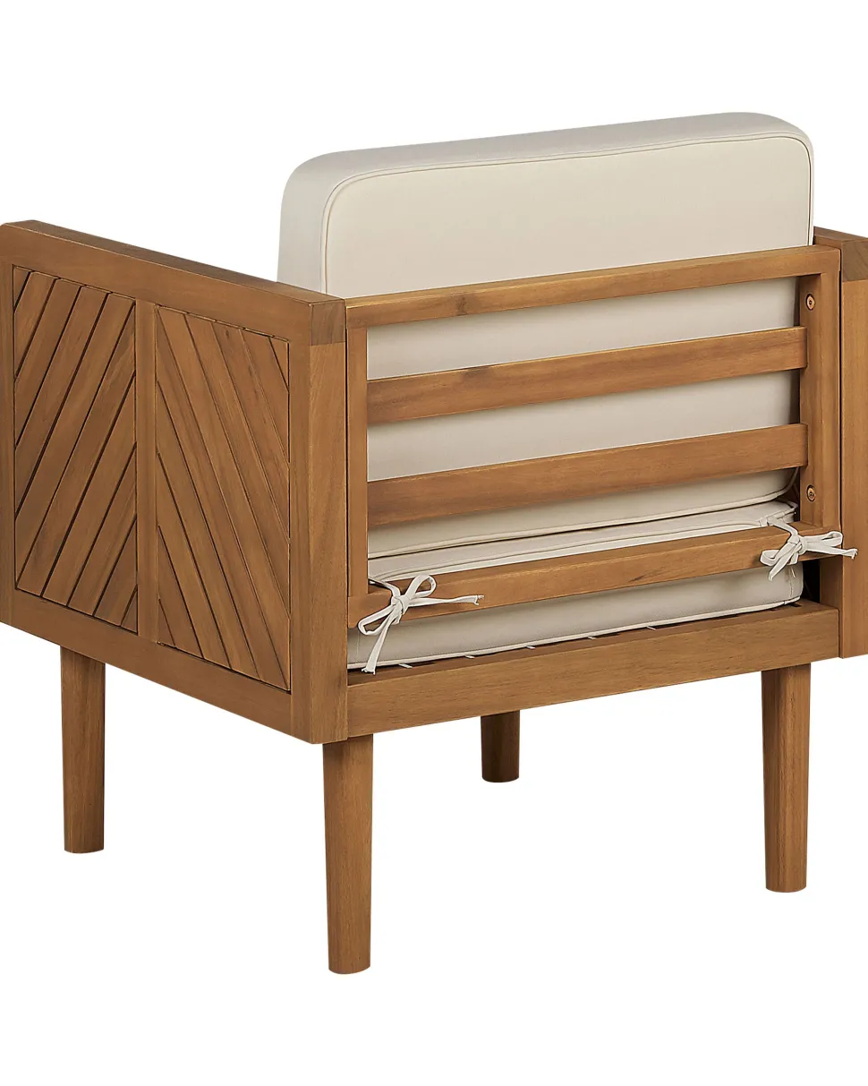 Gartensessel Akazienholz Hellbraun Auflagen Creme Mit Ottomane Baratti