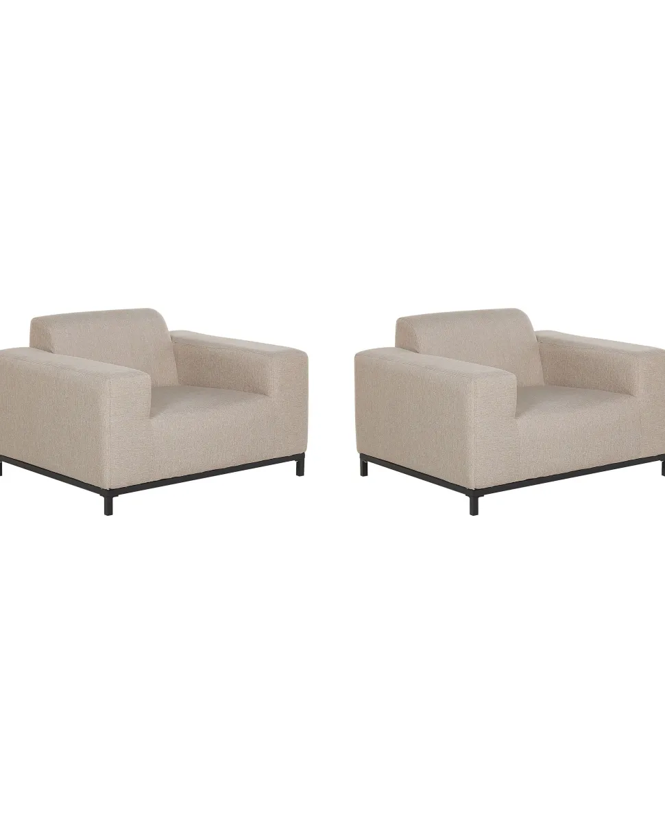 Gartensessel Beige / Schwarzes Gestell 2Er Set Rovigo