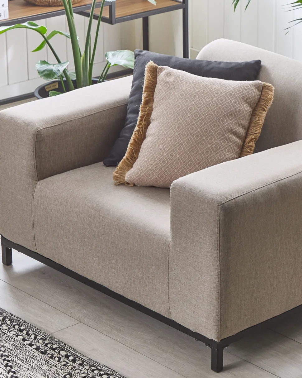 Gartensessel Beige / Schwarzes Gestell 2Er Set Rovigo