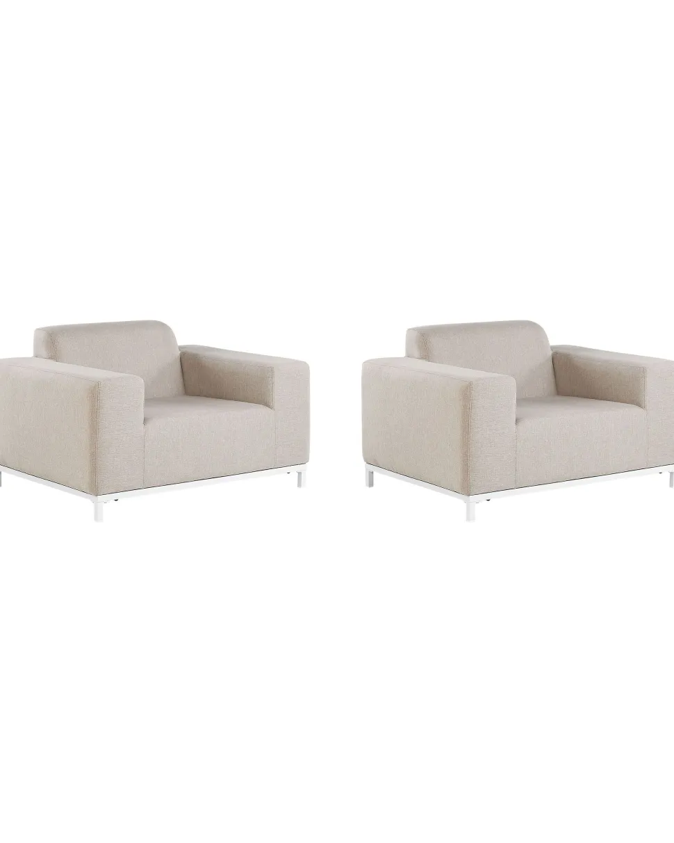Gartensessel Beige / Weisses Gestell 2Er Set Rovigo