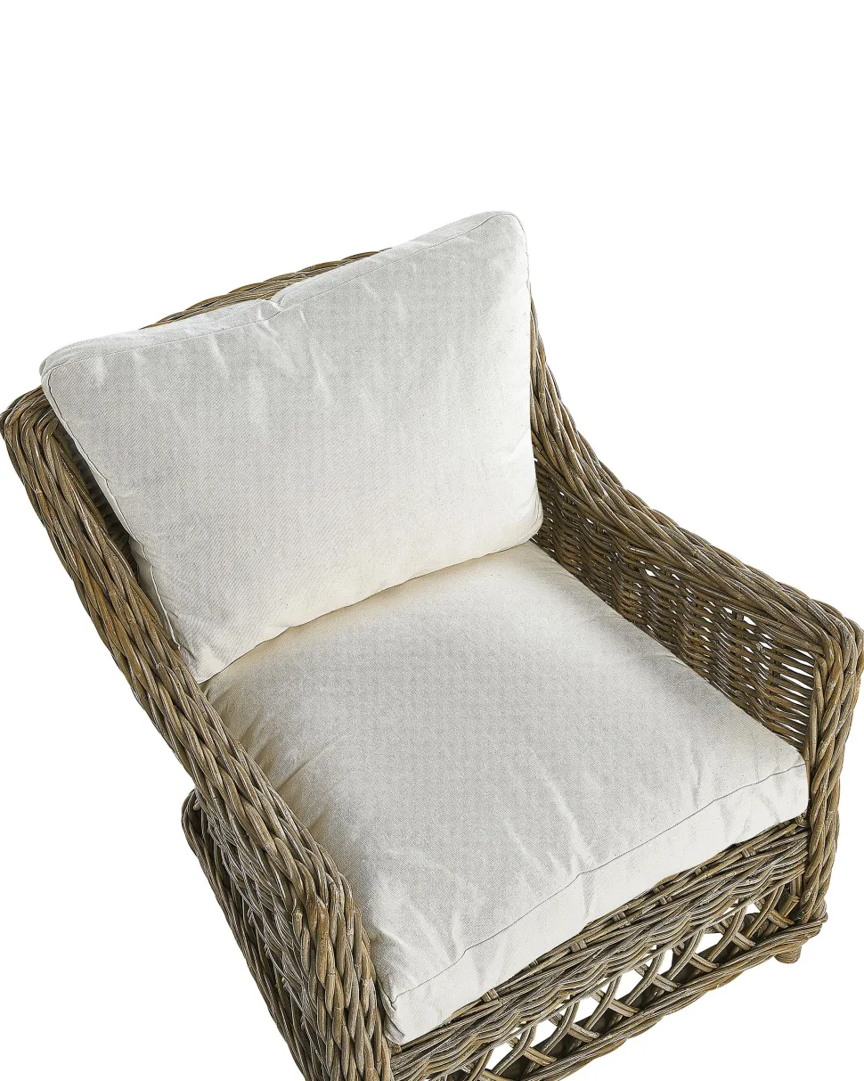 Gartensessel Mit Hocker Rattan Naturlich 2Er Set Auflagen Cremeweis Ribolla