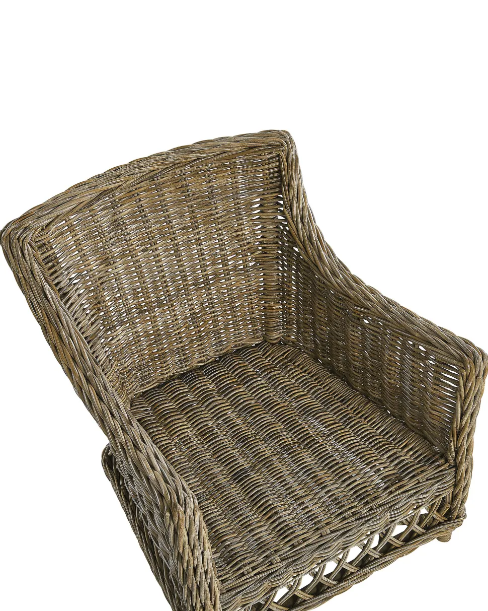 Gartensessel Mit Hocker Rattan Naturlich 2Er Set Auflagen Cremeweis Ribolla