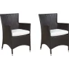 Gartensessel Rattan Dunkelbraun 2Er Set Auflage Weis Italy