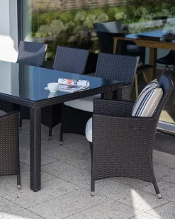 Gartensessel Rattan Dunkelbraun 2Er Set Auflage Weis Italy