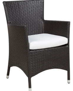 Gartensessel Rattan Dunkelbraun 2Er Set Auflage Weis Italy