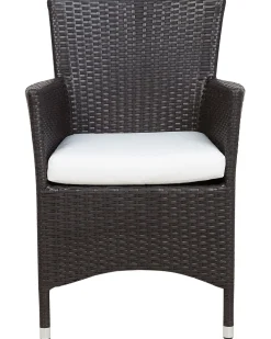 Gartensessel Rattan Dunkelbraun 2Er Set Auflage Weis Italy
