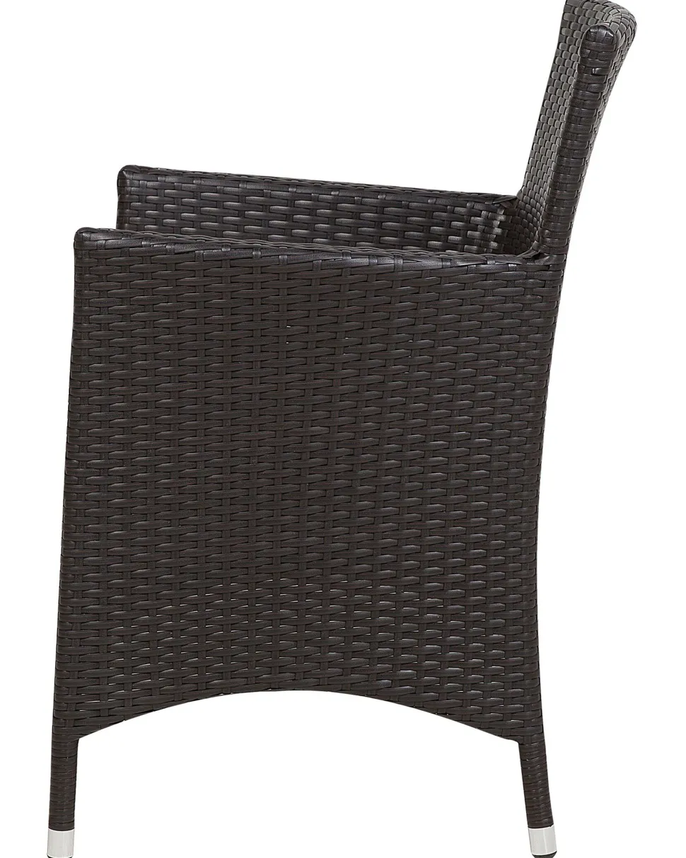 Gartensessel Rattan Dunkelbraun 2Er Set Auflage Weis Italy