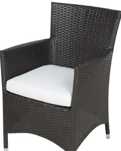 Gartensessel Rattan Dunkelbraun 2Er Set Auflage Weis Italy