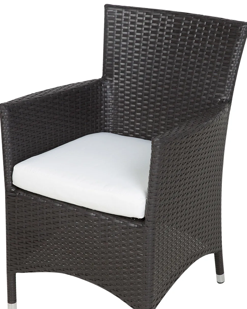 Gartensessel Rattan Dunkelbraun 2Er Set Auflage Weis Italy