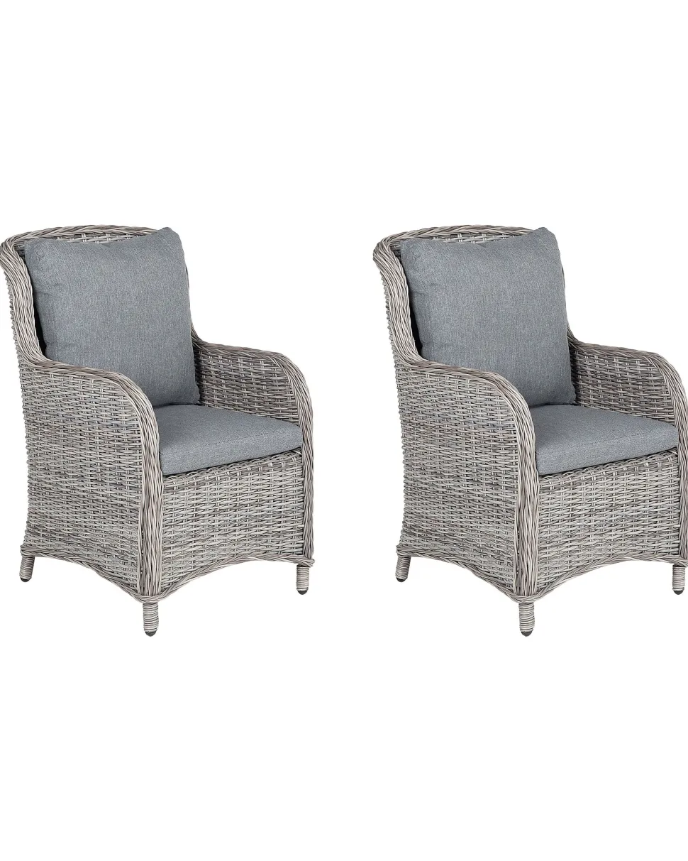 Gartensessel Rattan Grau 2Er Set Cascais