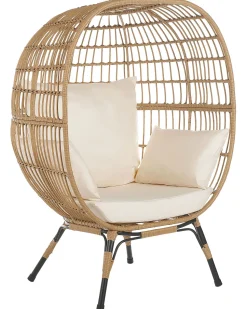 Gartensessel Rattan Naturlich Auflagen Cremeweis Veroli