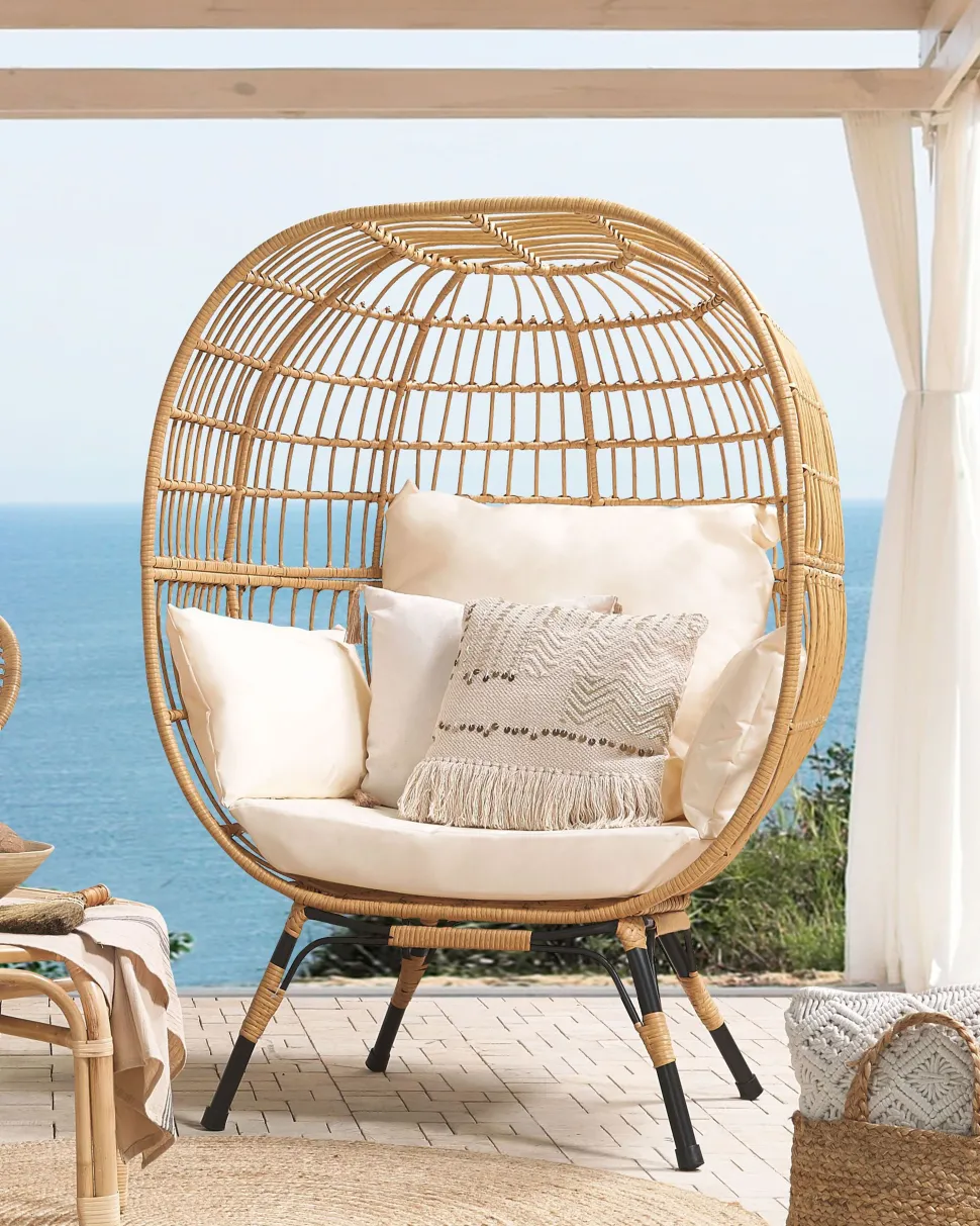 Gartensessel Rattan Naturlich Auflagen Cremeweis Veroli