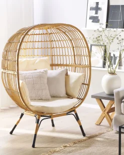 Gartensessel Rattan Naturlich Auflagen Cremeweis Veroli