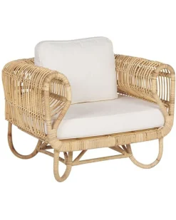 Gartensessel Rattan Naturlich Auflage Helles Beige Dolcedo