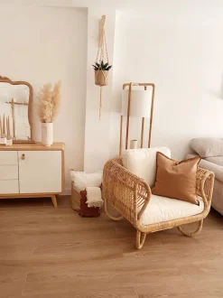 Gartensessel Rattan Naturlich Auflage Helles Beige Dolcedo