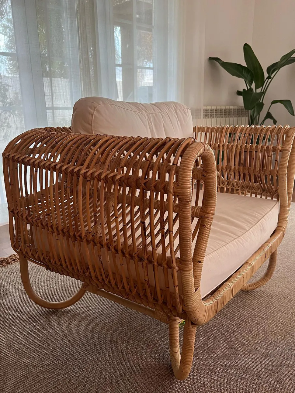 Gartensessel Rattan Naturlich Auflage Helles Beige Dolcedo